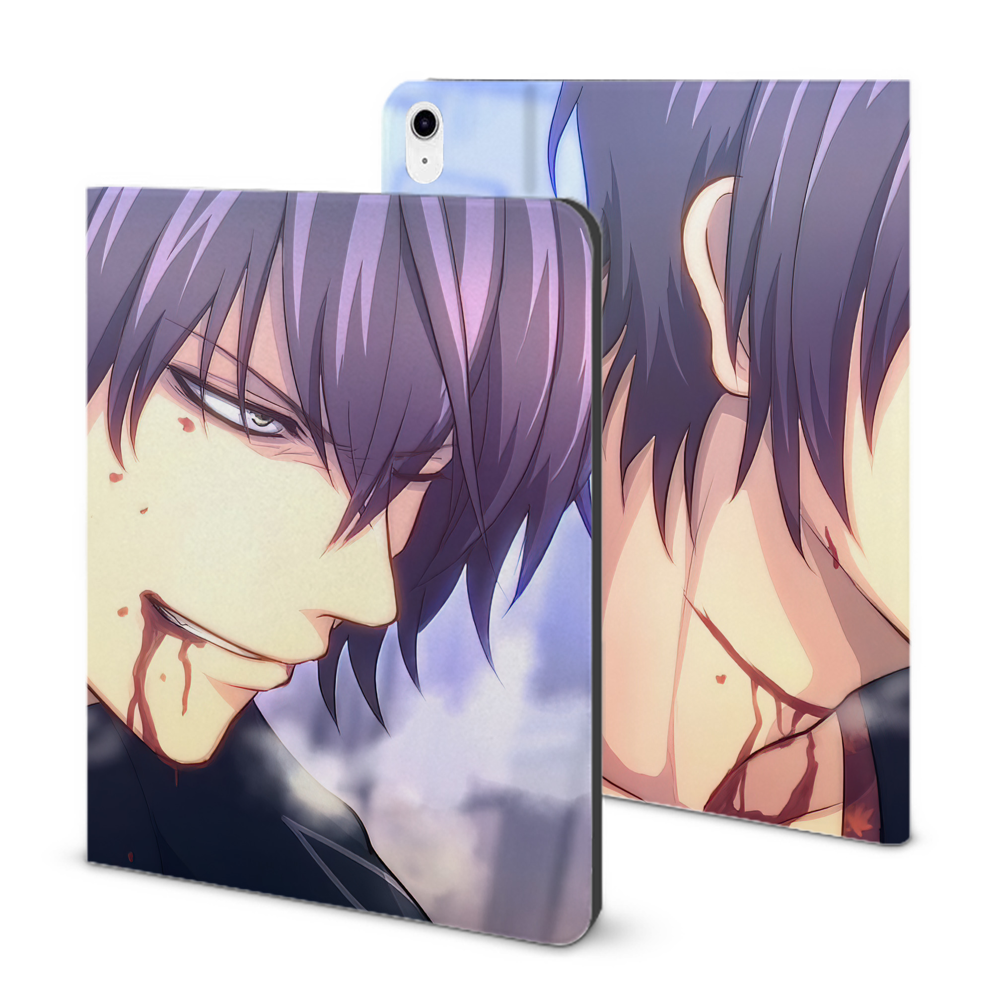（画像用） ぎんたま 坂田銀時（さかたぎんとき） 神楽 志村新八（しむら しんぱち） GINTAMA Sakata Gintoki Kagura Shimura Shinpachi IPad ケース ブック型 PUレザー TPU 耐衝撃 軽量 薄型 ペン収納なし 全面保護 IPad 各モデル対応